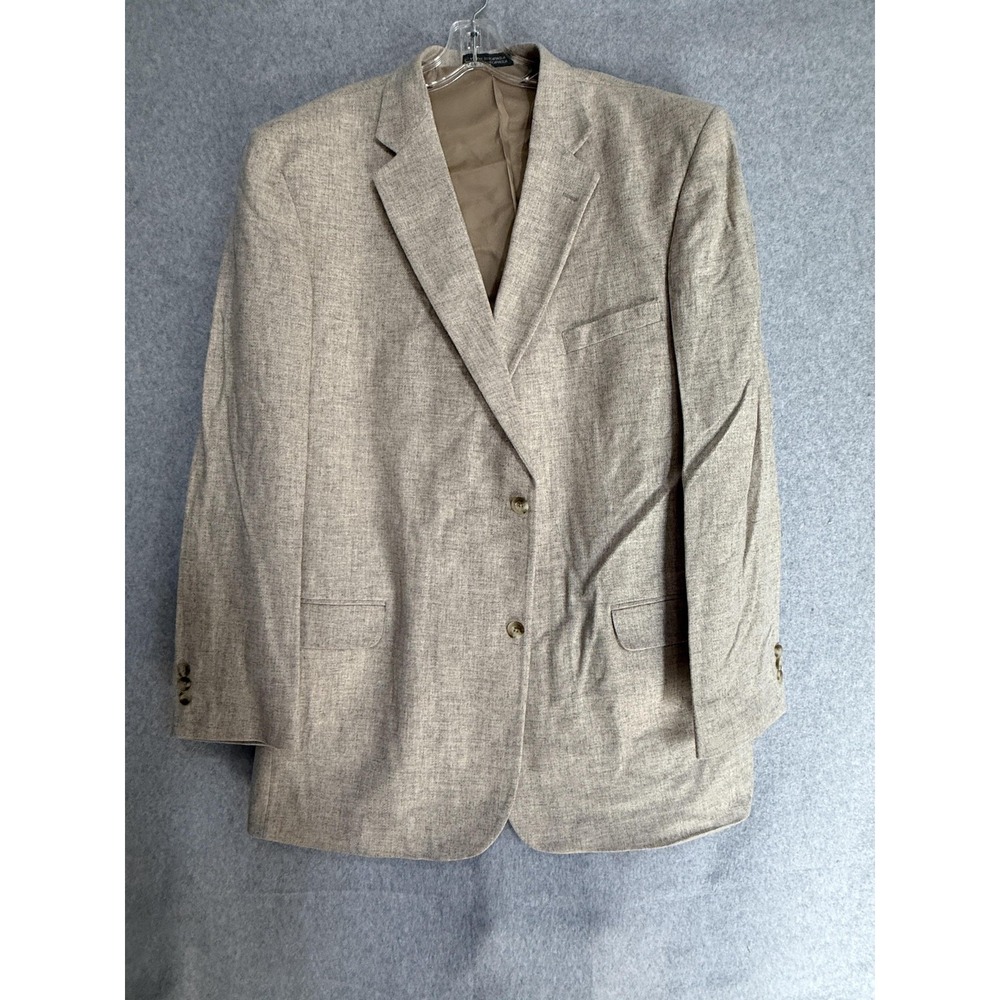 Irvine Park Blazer Sport Coat Mens 48L Beige Lambswool Tweed Jacket Long‎